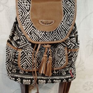 UNIONBAY Black and Brown Patterned Backpack